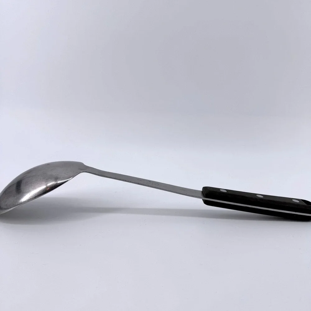 Revere Ware Serving Spoon‎ Unisex OS Silver Black Stainless Steel Triple Rivet